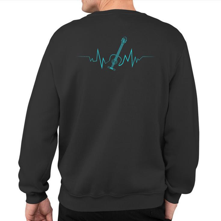 Acoustic Guitar Heartbeat Cool For Guitarists Sweatshirt Back Print