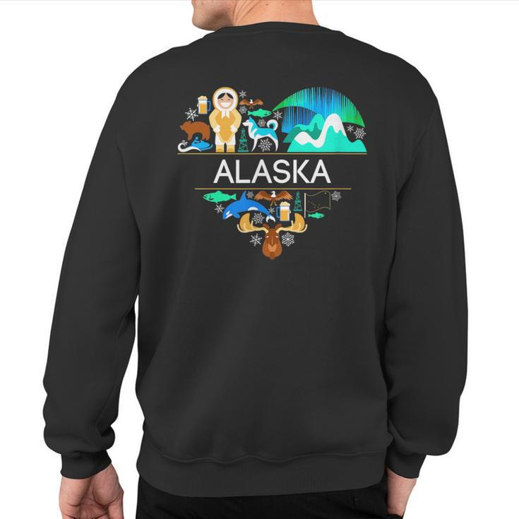 Alaska Icon Heart With Alaska Alaskan Pride Sweatshirt Back Print