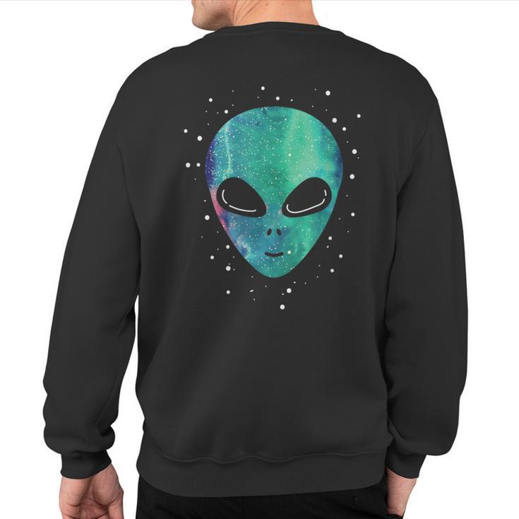 Alien Head Starry Night Sky Alien Lover Sweatshirt Back Print