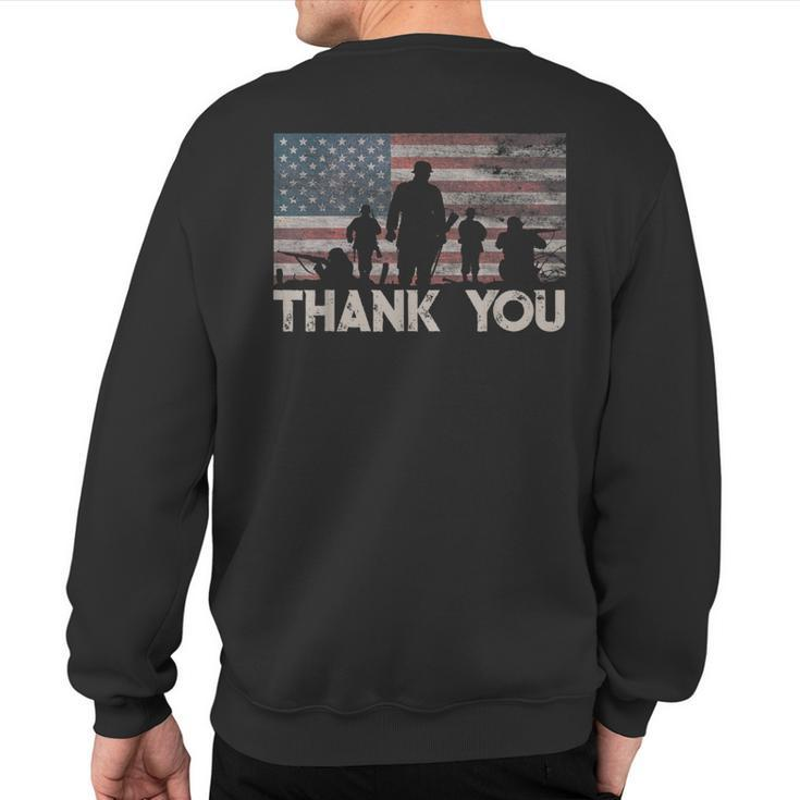 American Flag Thank You Military Appreciation Sweatshirt Back Print