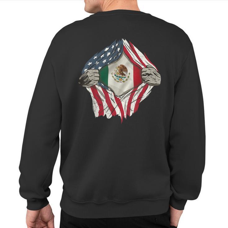 American Grown Mexican Roots Usa Mexico Flag Love Sweatshirt Back Print