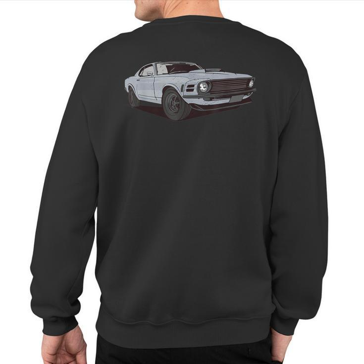 American Muscle Car Stock Vintage Distressed Front End View Sweatshirt Back Print