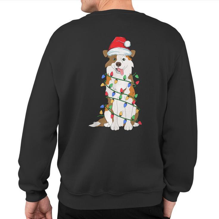 Australian Shepherd Christmas Tree Light Aussie Xmas Dog Sweatshirt Back Print