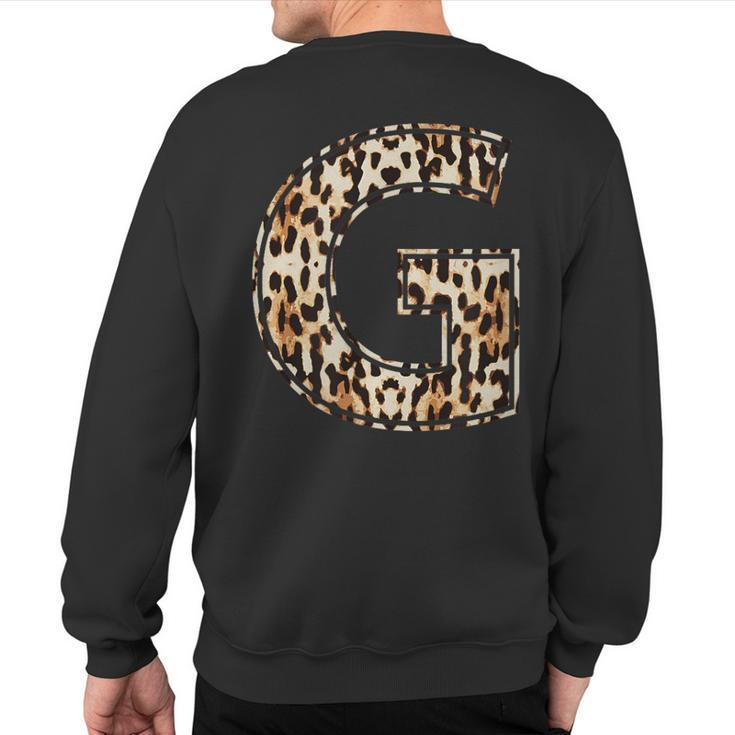 Awesome Letter G Initial Name Leopard Cheetah Print Sweatshirt Back Print