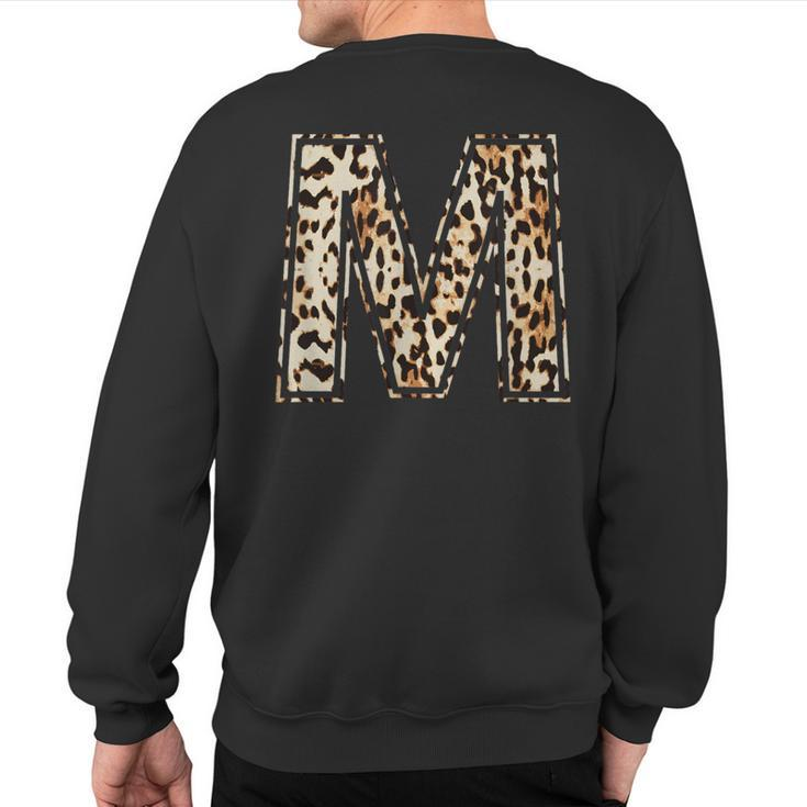 Awesome Letter M Initial Name Leopard Cheetah Print Sweatshirt Back Print