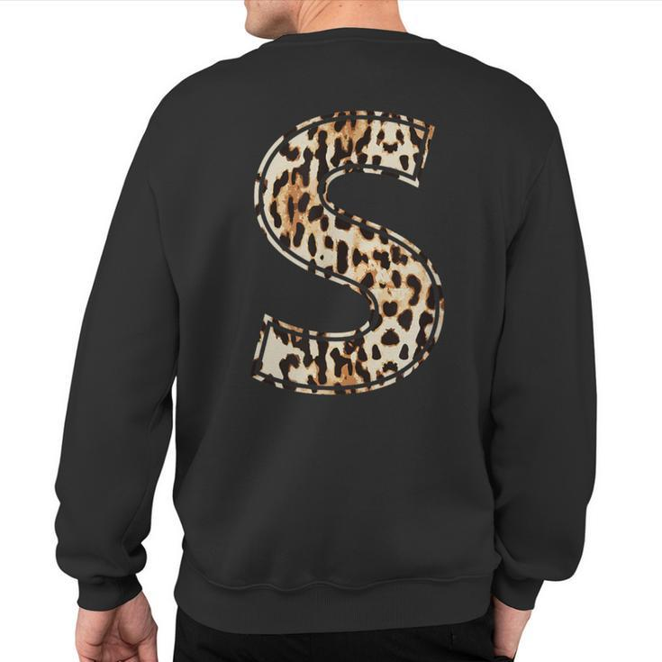 Awesome Letter S Initial Name Leopard Cheetah Print Sweatshirt Back Print