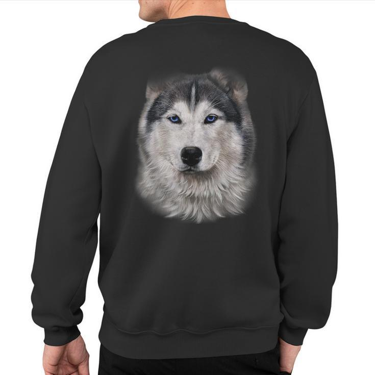 Beautiful Siberian Husky Dog Face Sweatshirt Back Print