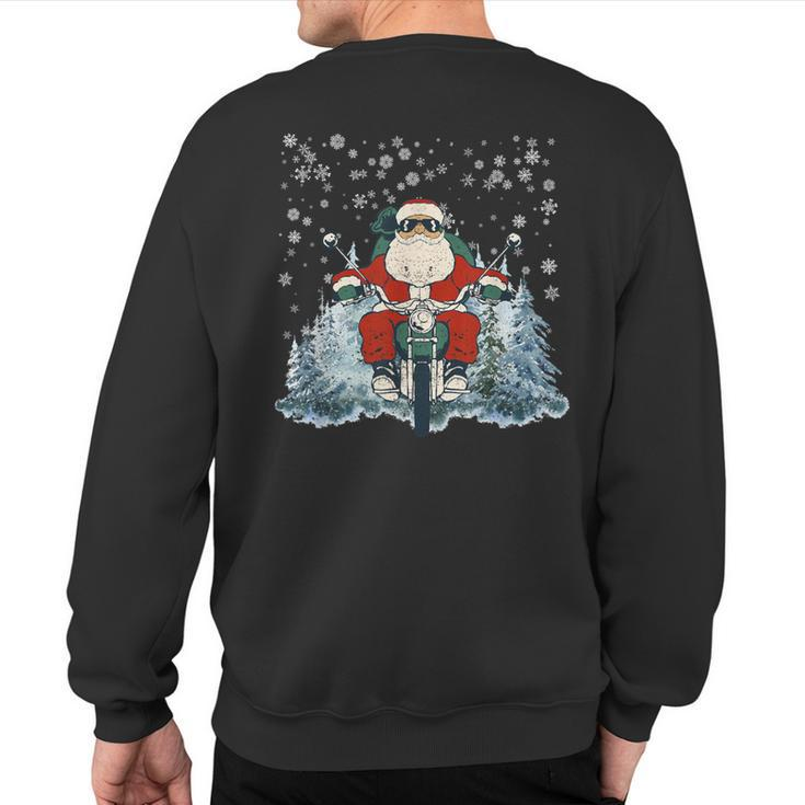 Biker Santa Claus On Motorcycle Christmas Biking Ride Sweatshirt Back Print