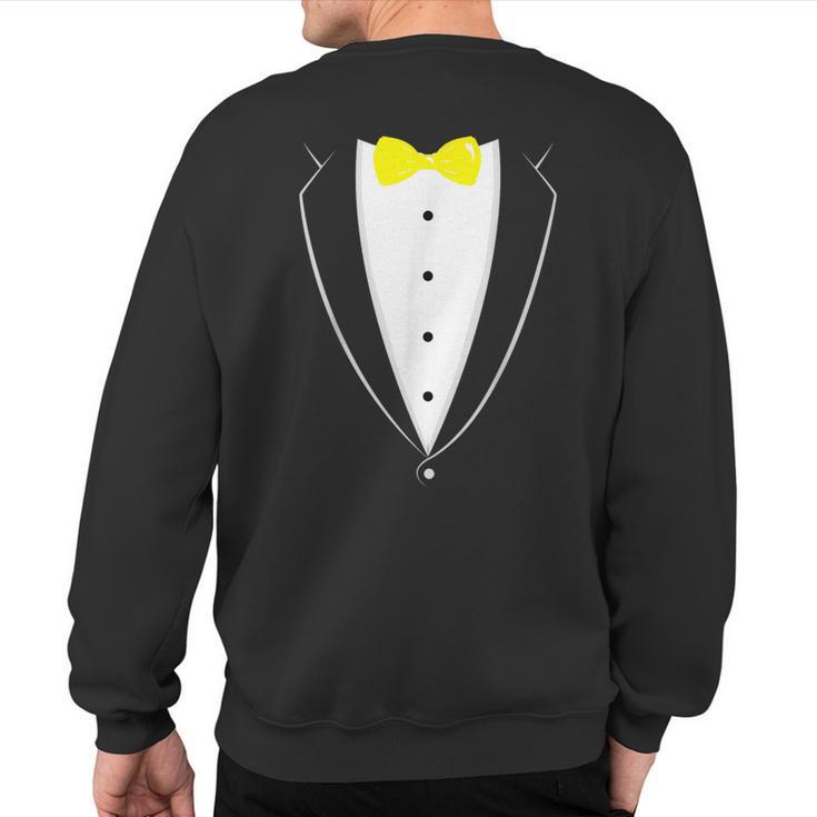 Black And White Tuxedo With Yellow Bow Tie Novelty T Sweatshirt Back Print