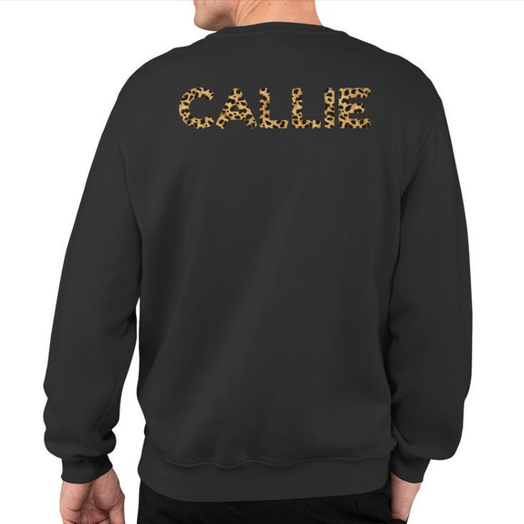 Callie Leopard Print Personalized Name Birthday Sweatshirt Back Print