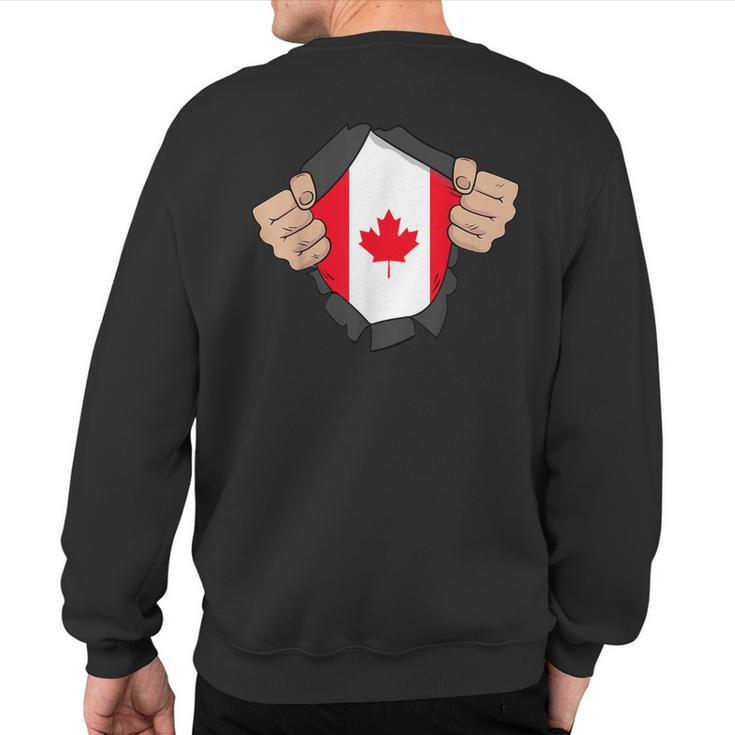 Canada National Flag With Ripped Sweatshirt Back Print