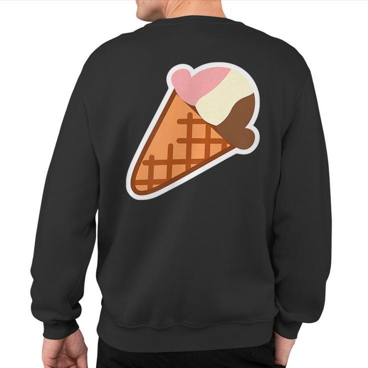 Chocolate Strawberry Vanilla Neapolitan Dessert Ice Cream Sweatshirt Back Print