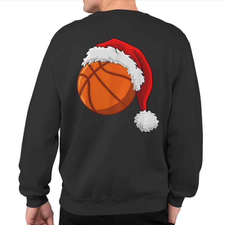 Christmas Basketball Ball Santa Hat Boys Sport Xmas Sweatshirt Back Print