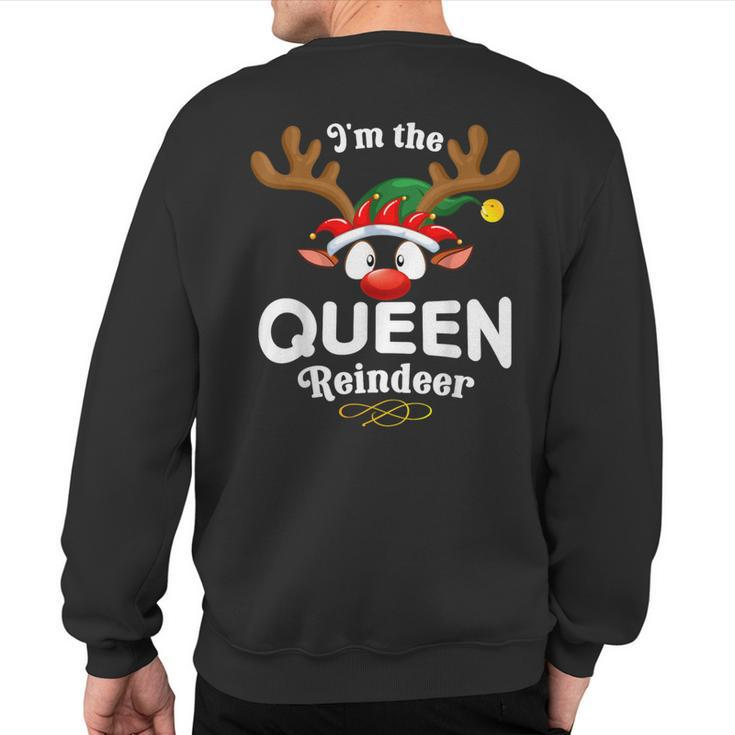 Christmas Pjs Queen Xmas Reindeer Matching Sweatshirt Back Print