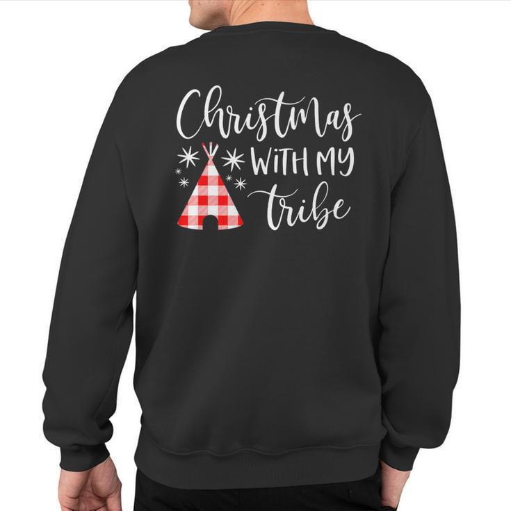 Christmas With My Tribe Family Pajamas Buffalo Plaid Sweatshirt Back Print