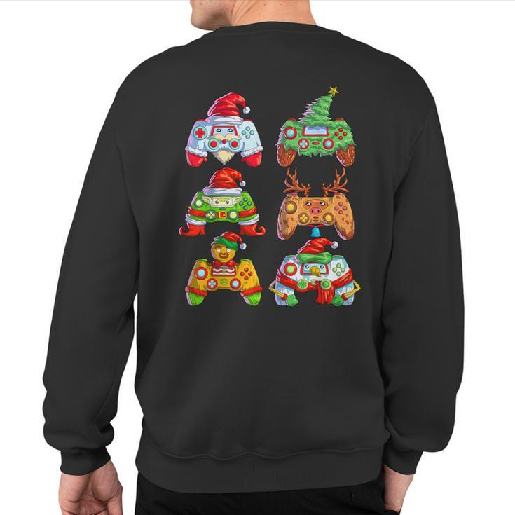 Christmas Video Game Controller Santa Hat Christmas Gamer Sweatshirt Back Print