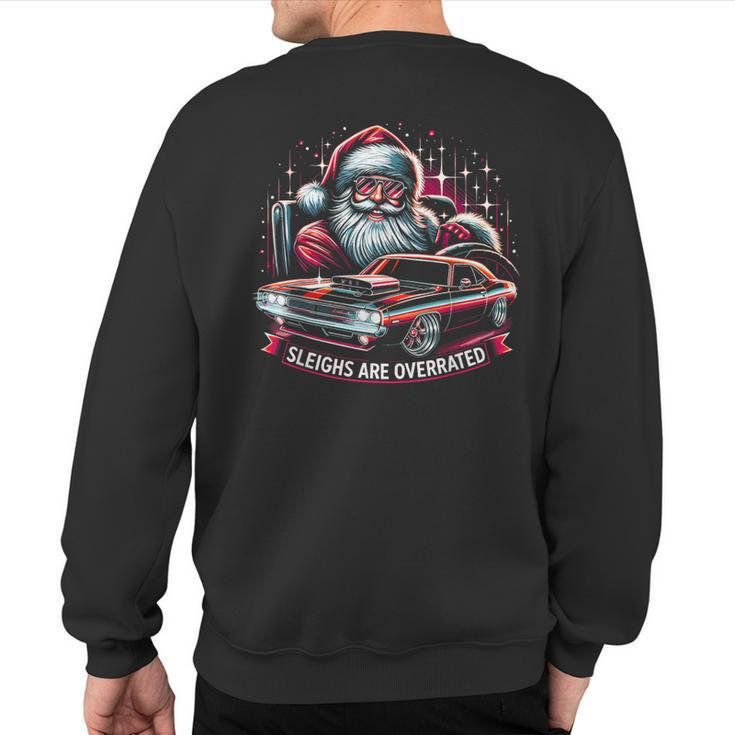 Classic Muscle Car Santa Hotrod V8 Enthusiast Christmas Sweatshirt Back Print