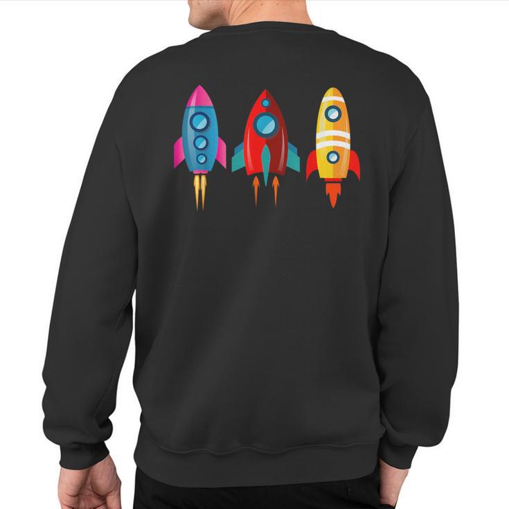 Colorful Rocket Ships Astronaut Sweatshirt Back Print