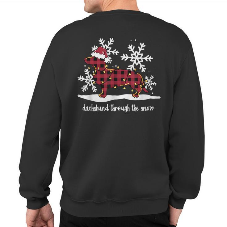Dachshund Through The White Snow Retro Dachshund Lover Owner Sweatshirt Back Print