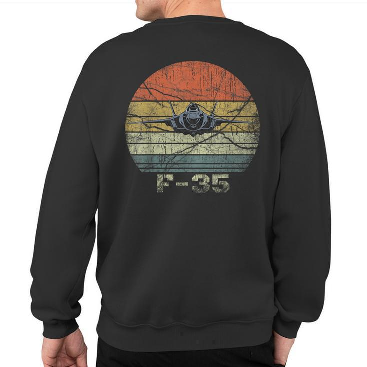 Distressed F-35 Fighter Jet Military Airplane Sweatshirt Back Print