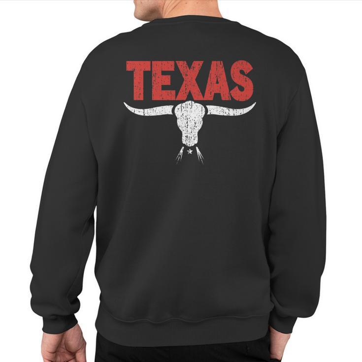 Distressed Texas Angry Longhorn Bull Sweatshirt Back Print