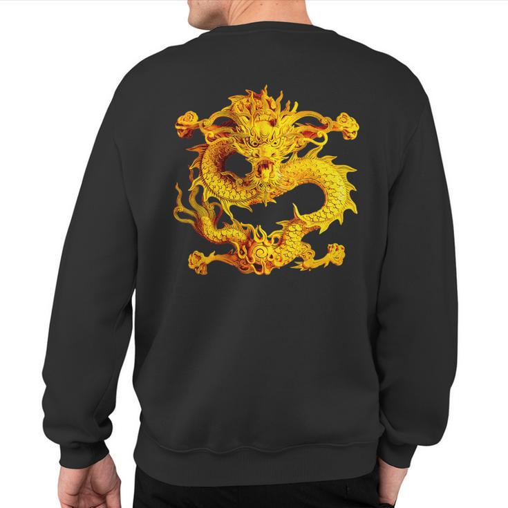 Fearless Golden Chinese Dragon Silhouette 3D Effect Sweatshirt Back Print