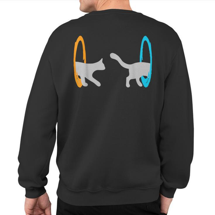 Dimensional Portal Cat Nerd Geek Sweatshirt Back Print