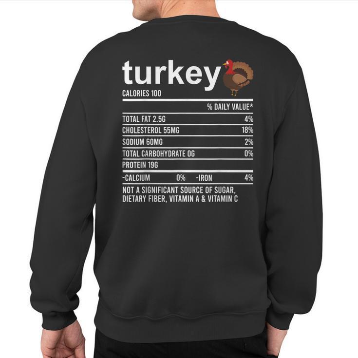 Thanksgiving Food Apparel Turkey Nutrition Fact Foodie Sweatshirt Back Print