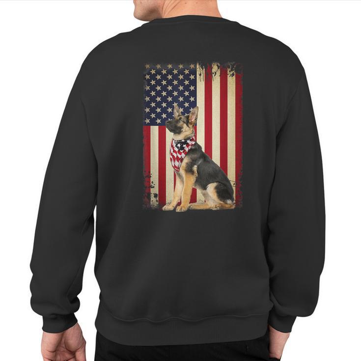 German Shepherd American Flag Independence 4Th Of July Sweatshirt Back Print