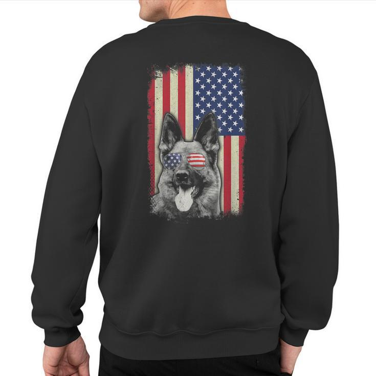 German Shepherd Usa Flag Sunglasses 4Th Of July Dog Lovers Sweatshirt Back Print