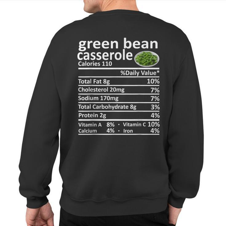 Green Bean Casserole Nutrition Food Facts Thanksgiving Sweatshirt Back Print