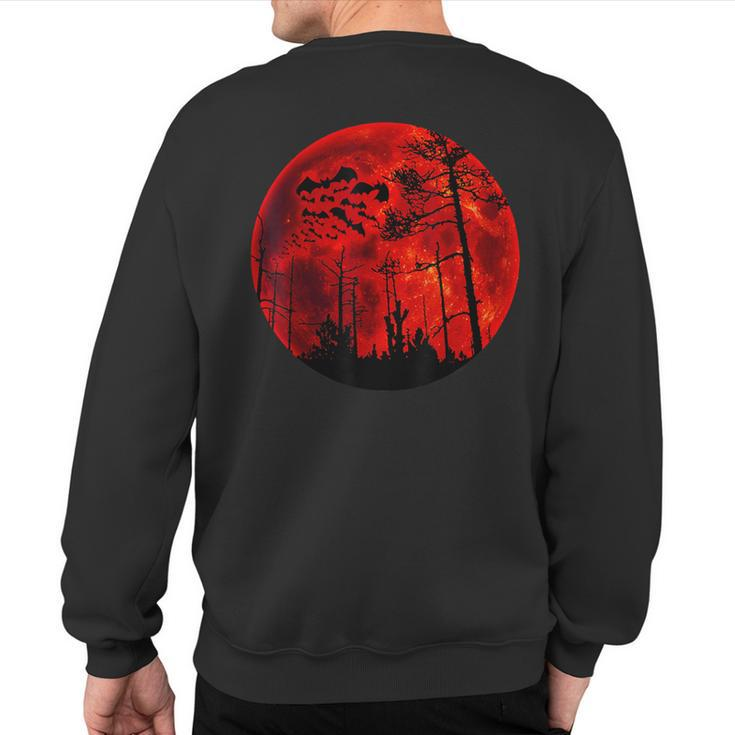 Grunge Bats Flying Gothic Blood Red Moon Sweatshirt Back Print