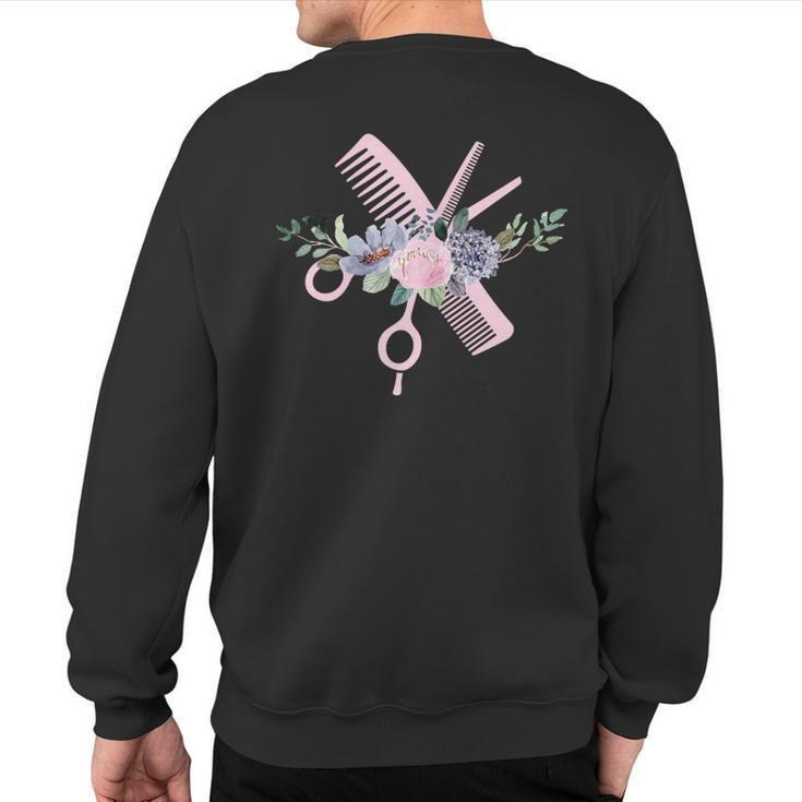 Hairdresser Hair Stylist Scissor Hairstyle Hairstylist Sweatshirt Back Print