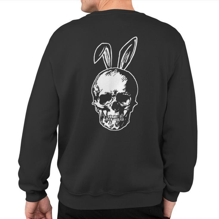 Happy Easter Skull With Bunny Ears Ironic Sweatshirt Back Print
