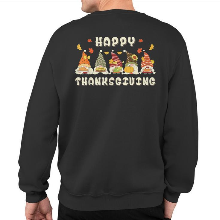 Happy Thanksgiving Autumn Gnomes With Harvest Sweatshirt Back Print