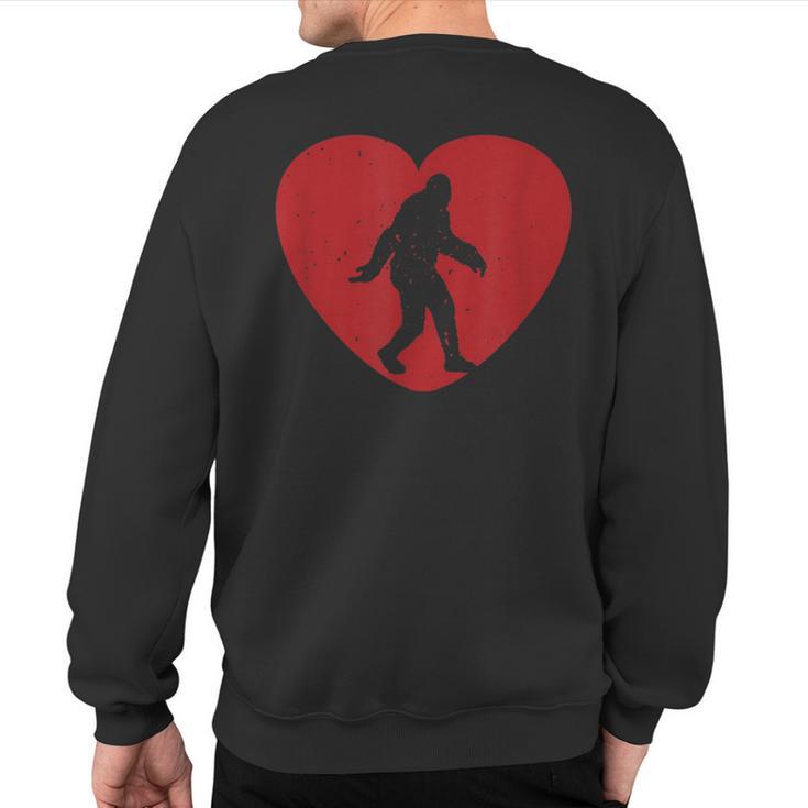 I Heart Bigfoot Sasquatch Yeti Valentines Day Sweatshirt Back Print