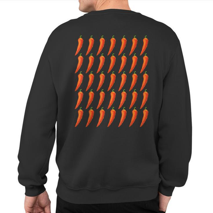 Hot Repeating Chili Pepper Pattern For Spicy Food Lover Sweatshirt Back Print