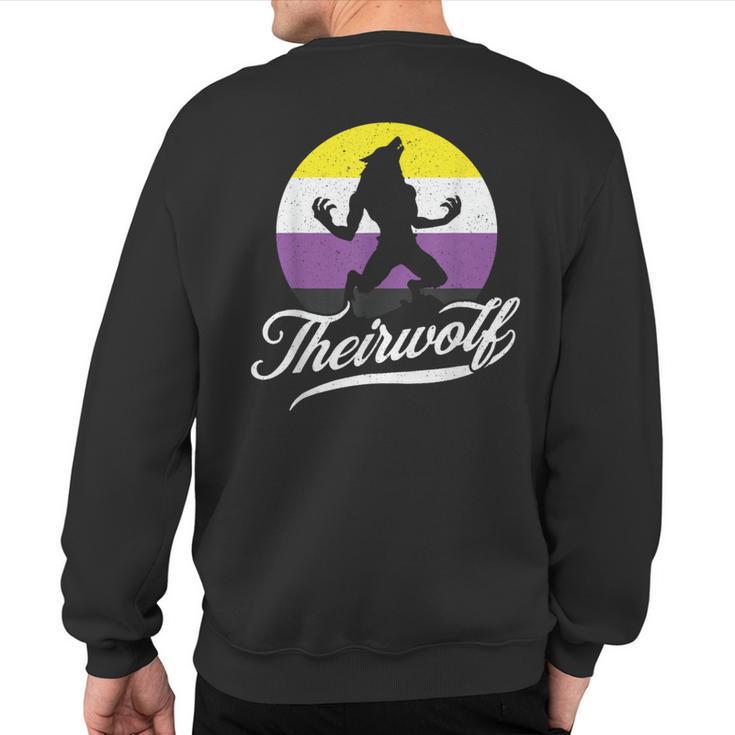 Theirwolf Non Binary Pride Nonbinary Nb Enby Flag Lgbtqia Sweatshirt Back Print