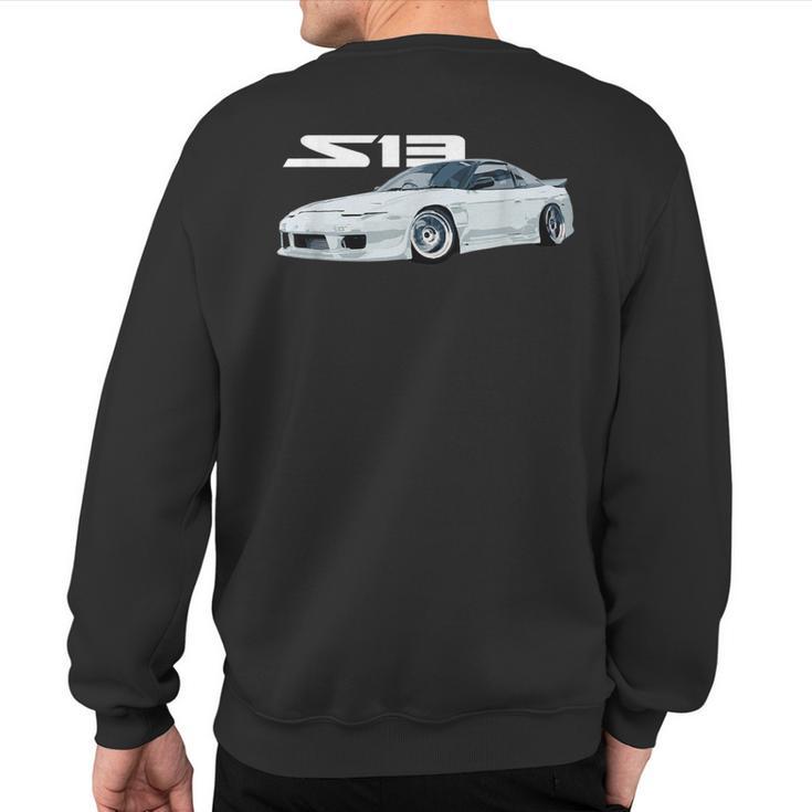 Jdm Car S13 240 Super White Drift Machine Sweatshirt Back Print