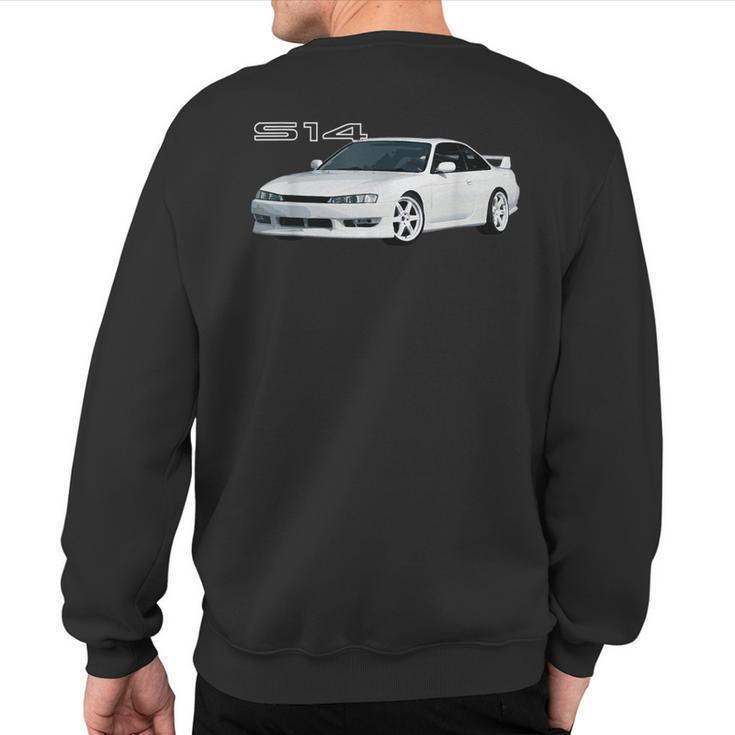 Jdm Car S14 240 Super White Drift Machine Sweatshirt Back Print