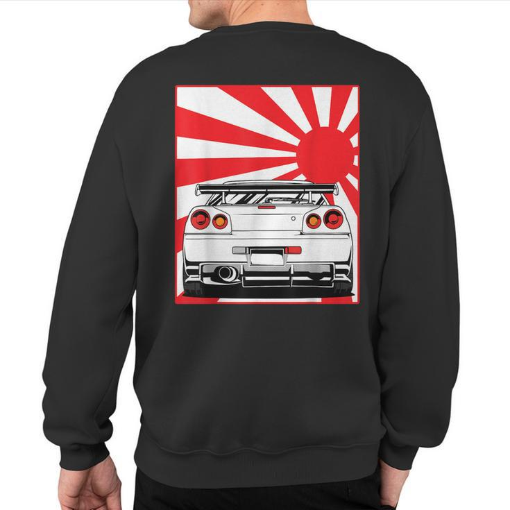 Jdm Drifting Car Race Japanese Sun Street Racing Automotive Sweatshirt Back Print