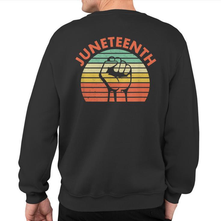 Junenth Raised Fist Vintage Striped Style Sweatshirt Back Print