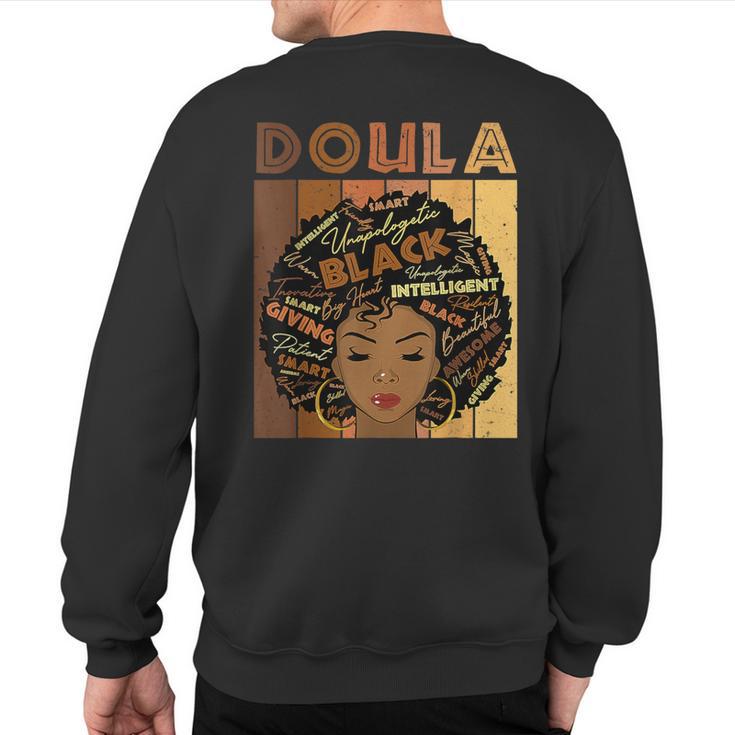 Melanin Doula African Pride Afro Hair Black History Month Sweatshirt Back Print