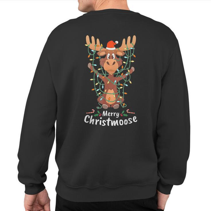 Merry Christmoose Christmas Moose Xmas Tree Lights Sweatshirt Back Print