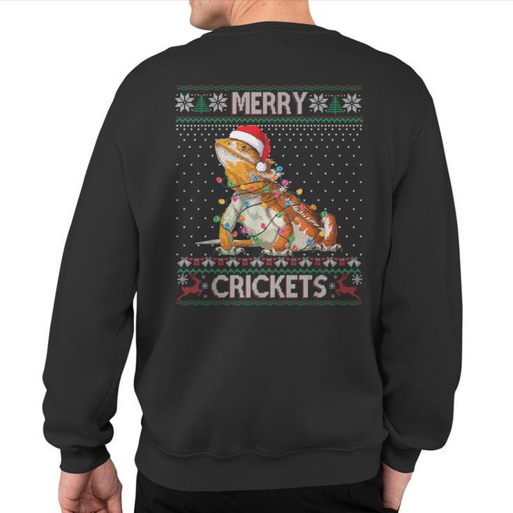 Merry Crickets Bearded Dragon Ugly Sweater Christmas Pajama Sweatshirt Back Print