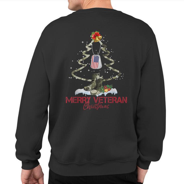 Merry Veteran Christmas Army Camo Xmas Tree Christmas Sweatshirt Back Print