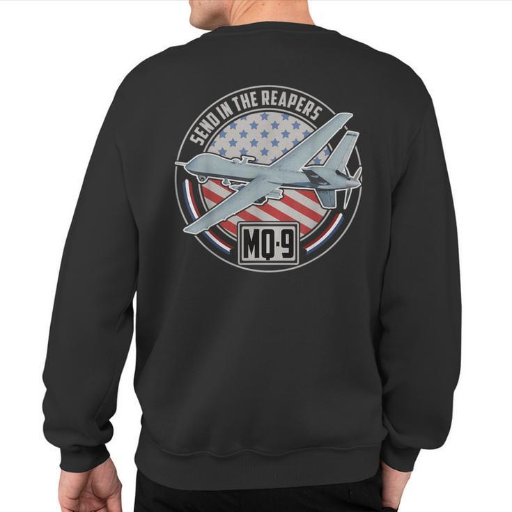 Mq-9 Reaper Uav Us Military Drone Us Patriot Sweatshirt Back Print