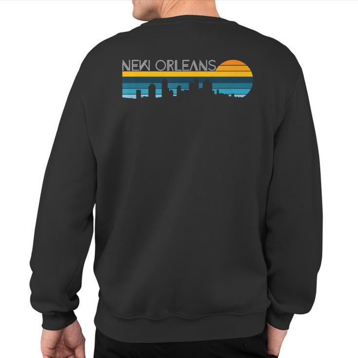 New Orleans Skyline Vintage Retro Sunset New Orleans City Sweatshirt Back Print