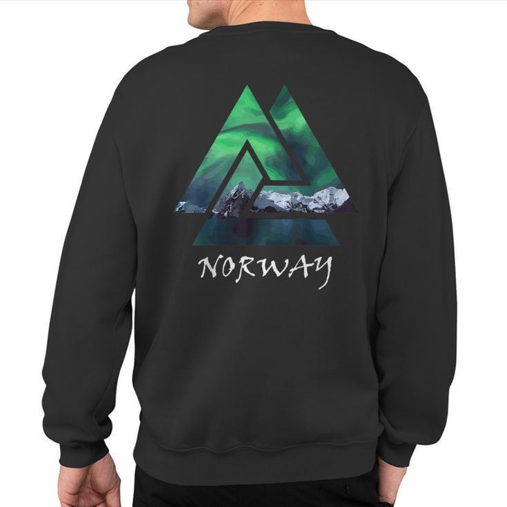Norway Northern Lights Geometric Travel Sweatshirt Back Print