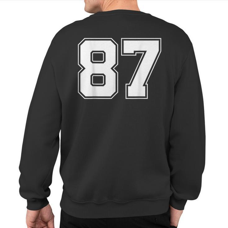 Number 87 Best Classic College American Varsity Style Font Sweatshirt Back Print